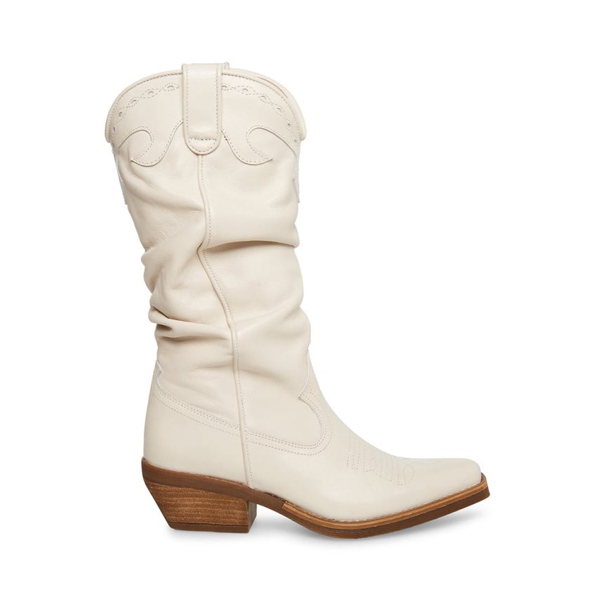 White Steve Madden Whiskey Leather Women\'s High Boots | PH 9578WX16